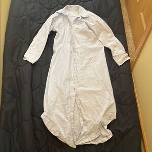 Light Blue Button-Up Long Shirt Dress